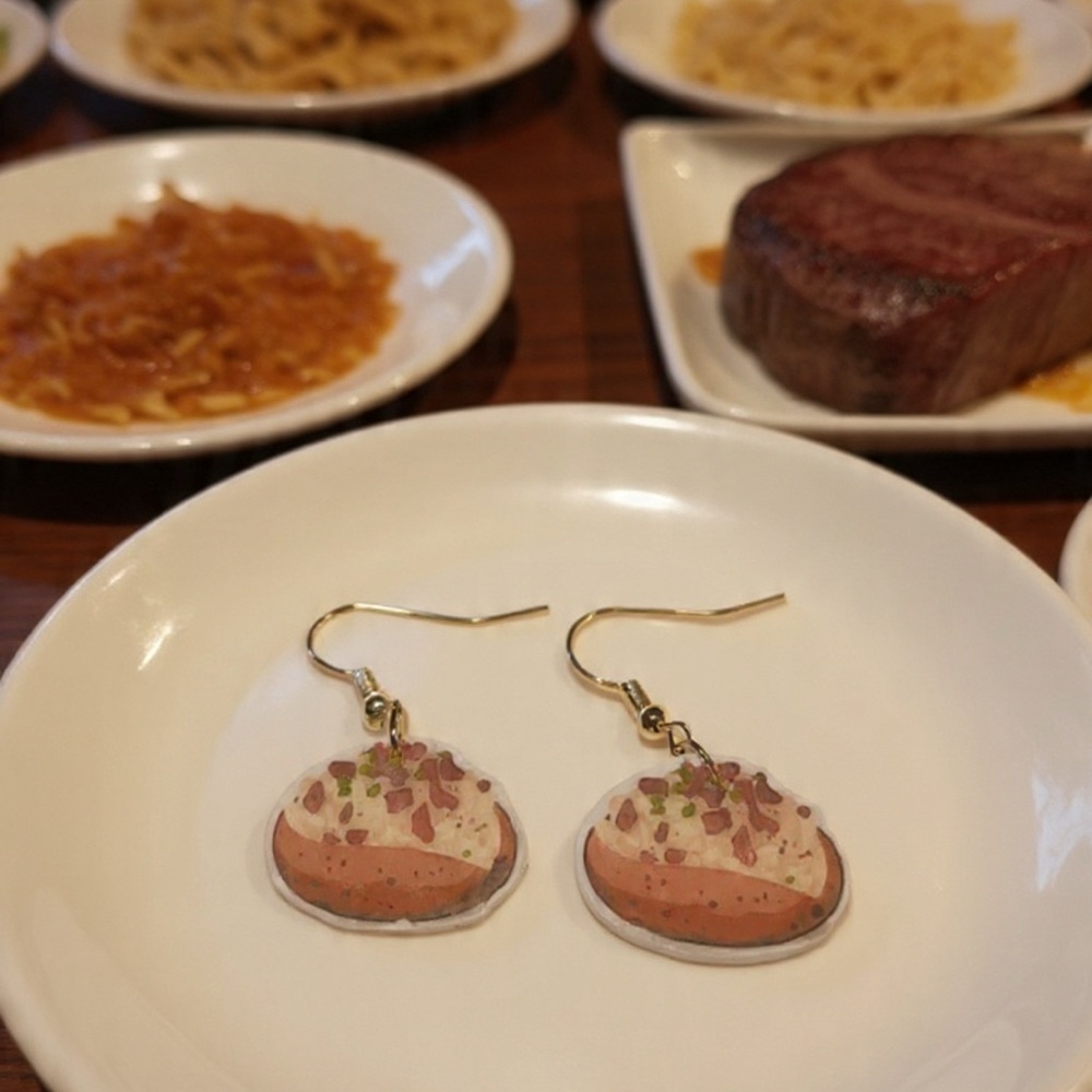 Handmade Loaded Baked Potato Dangle Earrings